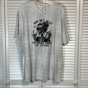 Live and Tell Skelton Sarcastic Gothic Edgy Graphic Snake Print T-shirt 2XL